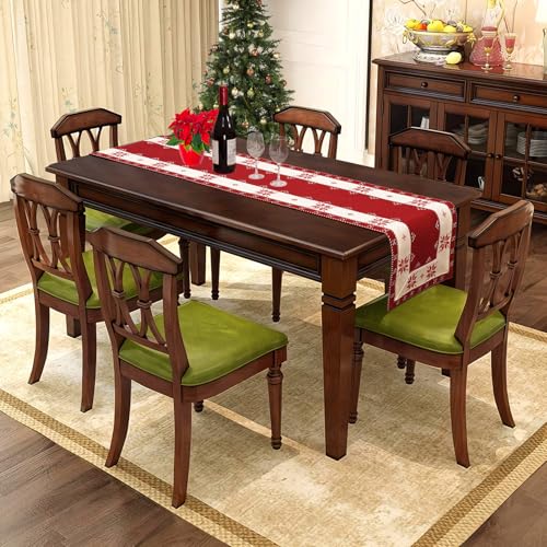 Christmas Snowflake Table Runner 14 x 54 Inch Embroidered Holiday Decor