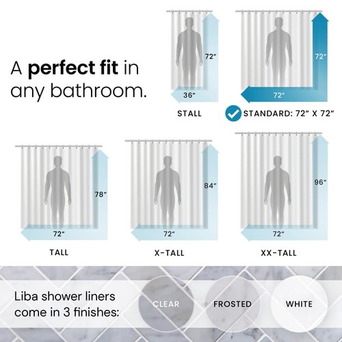 LiBa Shower Curtain - Waterproof Plastic Shower Curtain Premium PEVA Non-Toxic with Rust Proof Grommets Frosted 8G Heavy Frosted Duty Bathroom Accessories 72x72 2 Pack