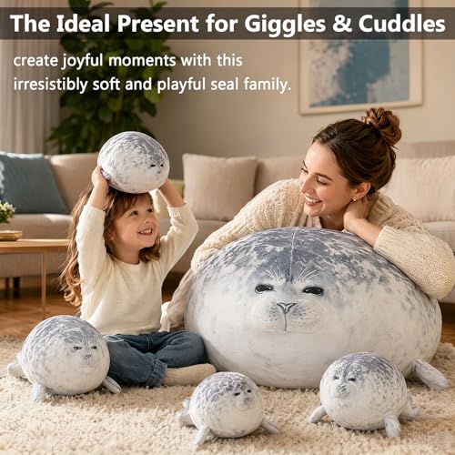 Seal Plush Toy Mommy with 4 Baby Seals - Large 19.7-inch Cuddle Plush Set - Variation: Seal Mommy With 4 Babies