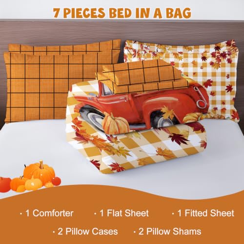 Halloween Orange King Comforter Set - All Season Fall Bedding 7 Piece
