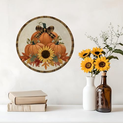 Pumpkins Harvest Decorative Wall Plate 10 Inch Fall Thanksgiving Home Decor - Variation PZ-16