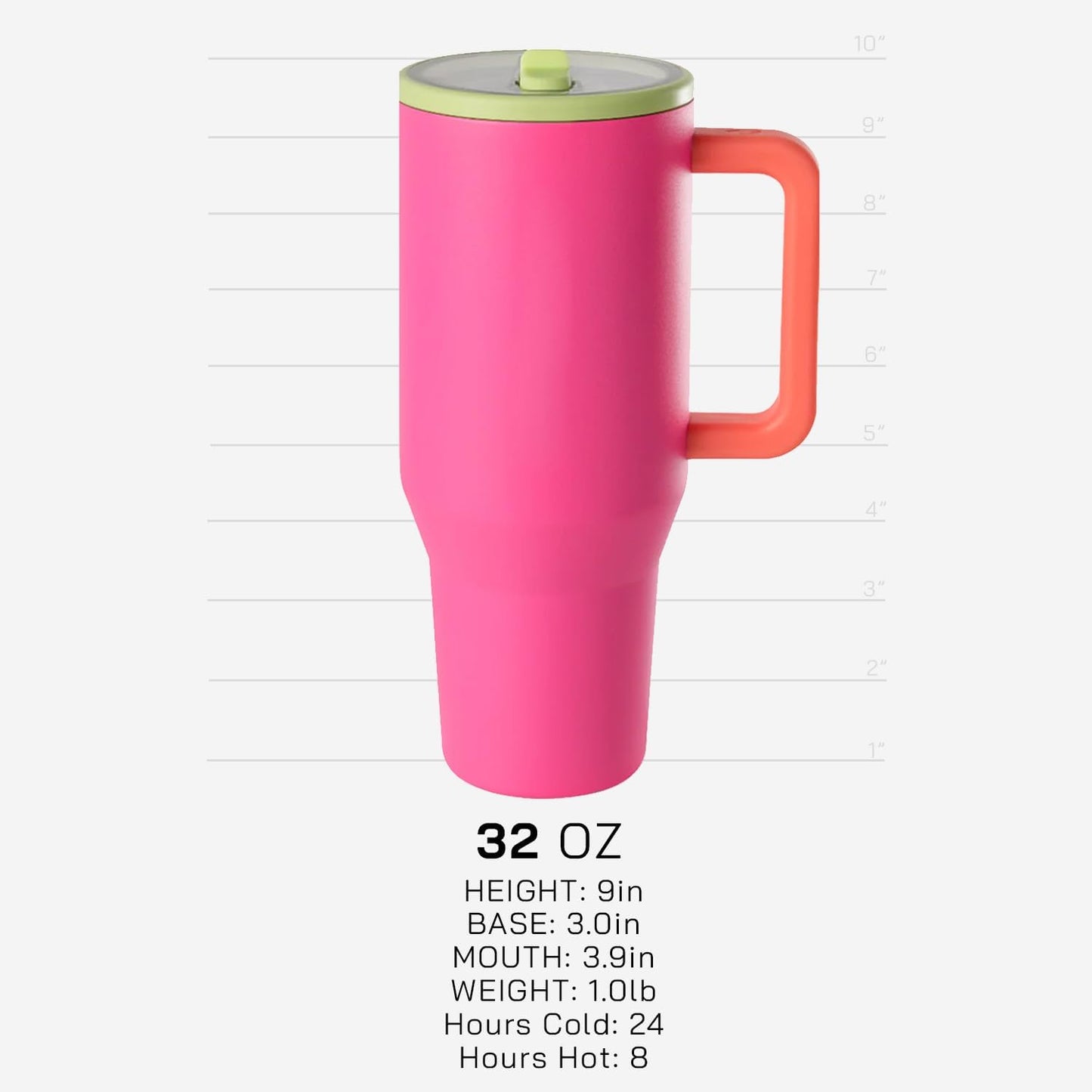 Skiennix 32 oz Insulated Tumbler with Handle & Flip Straw - Leak Resistant, Fits Car Cup Holders | Pink Sugar