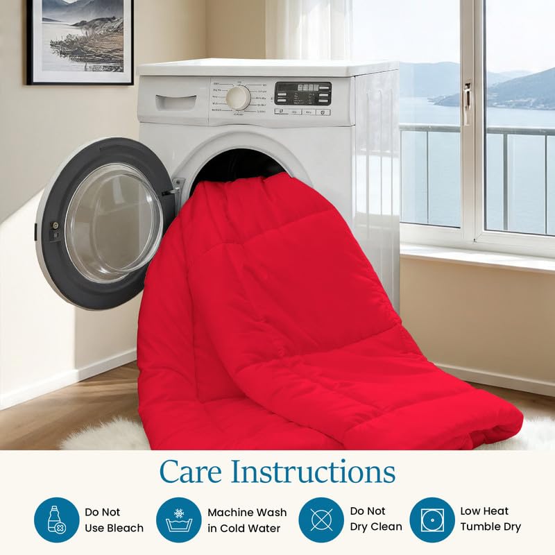 Queen Comforter 100% Egyptian Cotton 400 Series 300 GSM All Season Ultra Soft Red