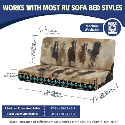 Tribal Horse RV Loveseat Cover for Camper Couch & Sofa - Stretch Fit, Protects Upholstery