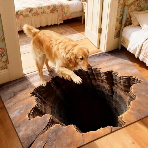 3D Illusion Rug Non-Slip Pet Play Mat for Living Room - Bear 2'8" x 1'8"