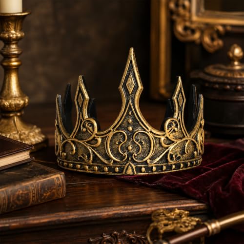 Medieval Crown Hat for Adults - Adjustable Gold Costume Headpiece