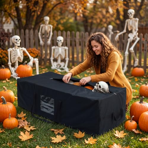 Large Black Halloween Storage Bag Fits 12ft Skeleton & Christmas Tree