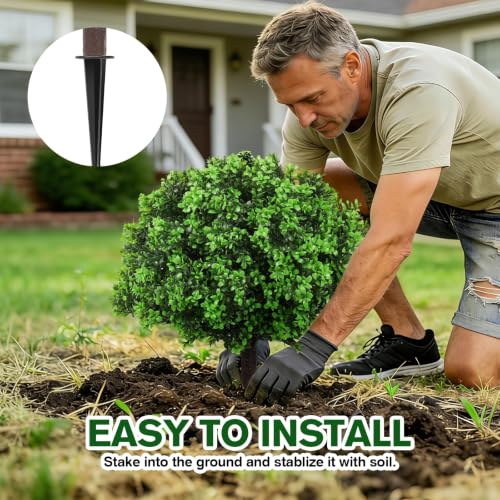 Artificial Boxwood Topiary Ball Trees 25 Inches Set of 2 - Faux Boxwood Plants