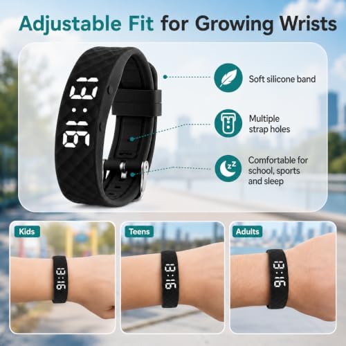 Vibrating Wristband Alarm Clock for Heavy Sleepers - Black Variation