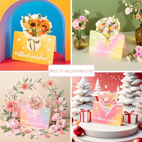 12 Pack Floral Greeting Cards Rainbow Gradient for Birthdays Graduation & More
