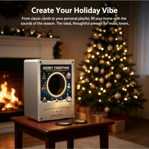 Christmas Vinyl Fridge Magnet Player with NFC Music Discs USB-C