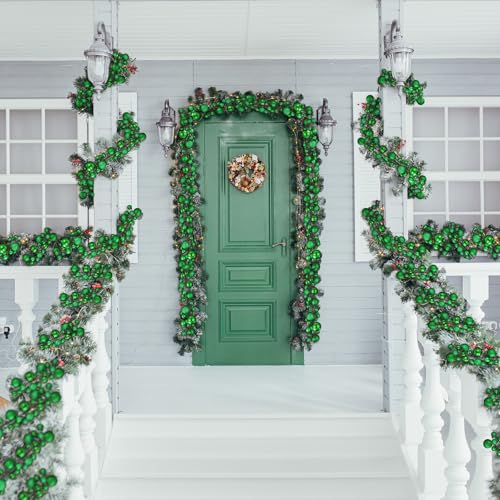 Christmas Ball Ornament Garland - Grass Green 6 ft, 2-Pack