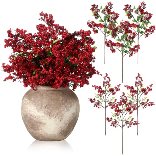 12 Pcs Christmas Artificial Red Berry Stems - Holly Berry Branches, 18 Inches - Variation of Red Berry