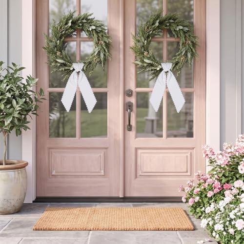 White Wreath Sash Set - Scalloped Fan Design, 5.1 x 52.4 Inches, 2 Pieces