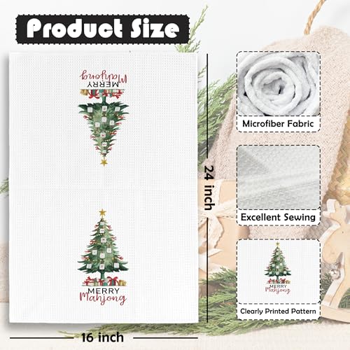 Christmas Mahjong Tree Kitchen Towels - Mahjong Gifts Dish Towels - Holiday Decor 16x24 Inches - Variation of THIS listing