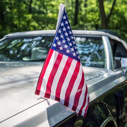 2PCS American Car Flag Window Clip - 18x12 Inch US Flag for Vehicles