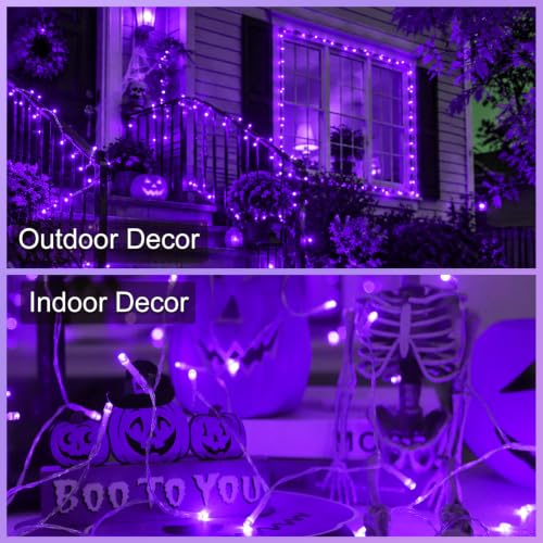 Purple Fairy String Lights Battery Operated Halloween Decor - 26ft with 8 Modes
