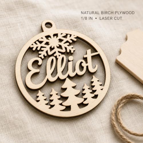 Personalized Wooden Christmas Ornament with Custom Name - Holiday Tree Decor