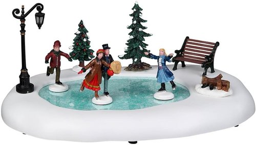 Lemax Winter Skating Scene - Battery Operated (4.5V) Holiday Decor for Festive Cheer