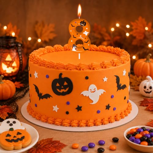 Halloween Birthday Number Candles - Pumpkin Bat Ghost Cake Topper