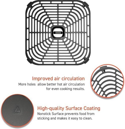COSORI Turboblaze 6Qt Air Fryer Crisper Tray - Non-Stick, Dishwasher-Safe Ceramic Accessory | Dark Gray