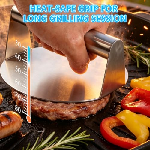 Stainless Steel Burger Press 5.5 Inch for Perfect Patties & Grilling