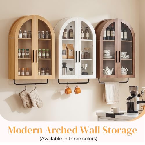 Walnut Wall-Mounted Bathroom Medicine Cabinet with Adjustable Shelves & Towel Bar - Karl Home