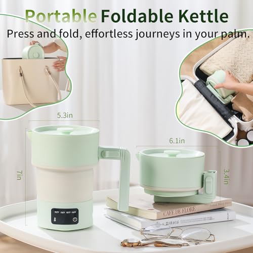 Foldable Electric Kettle 600ML Travel Water Boiler with 4 Temperature Settings