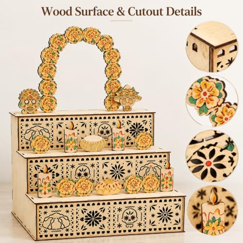DIY Wooden Day of the Dead Ofrenda Altar Display Kit - Personalize & Decorate