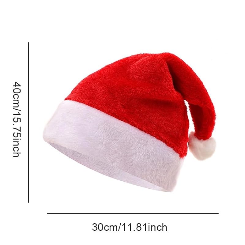 Christmas Hat for Adults - Short Plush with White Cuff, Red Variation