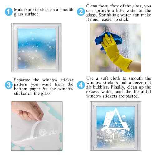 Extra Large Christmas Window Clings 4.3 Ft White House Snowflake Window Stickers Double-Sided Glass Decals for Winter Xmas Home Classroom Office Party Decoration