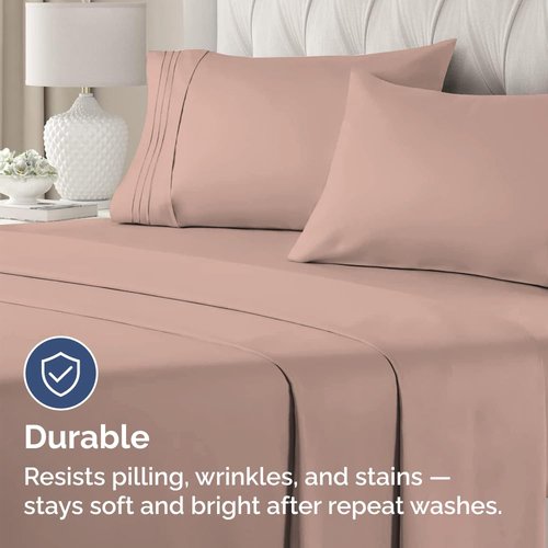 King Standard Pillow Cases Set of 4 - Soft Hotel Quality Pillowcase Covers - Comfy Bedding for Women, Men, Kids & Teens - Machine Washable Pillow Protectors - 4 Piece Set - King Standard Size Mauve
