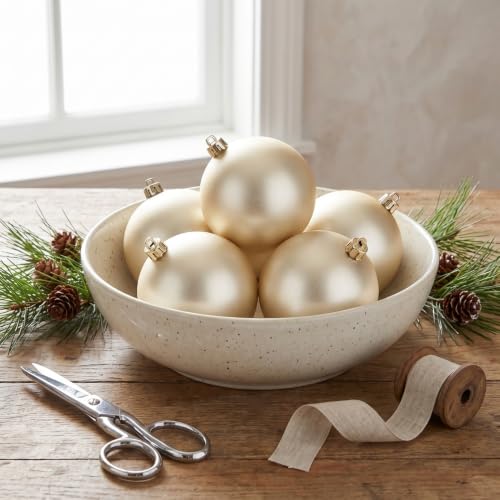 Champagne Matte Holiday Ornaments - Shatterproof Plastic, 4-Inch, Set of 6