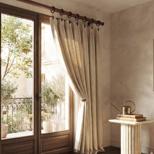 Walnut Wooden Curtain Rings with Clips - 24 Pack, 1.8 Inch Inner Diameter
