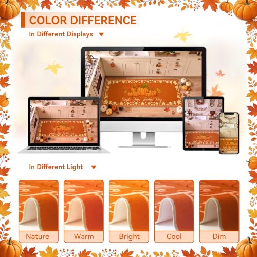 Hello Pumpkin Fall Kitchen Runner Rug 2x6 Feet - Pumpkin/2' x 6' Runner Variation