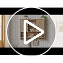 Wall Mount Bathroom Cabinet with Fluted Doors and Hooks - Natural Oak