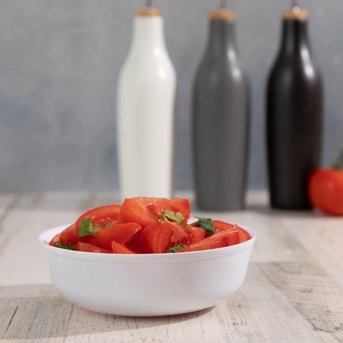 Blue Sky Edge White Bowls - 16 oz (10 Count) Disposable Round Plastic Bowls for Parties, Events & Special Occasions