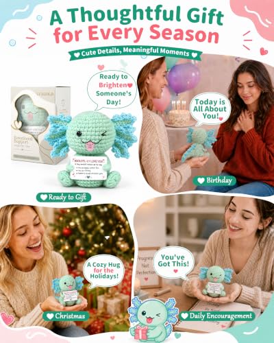 Positive Crochet Axolotl Gift for Emotional Support Women Variation