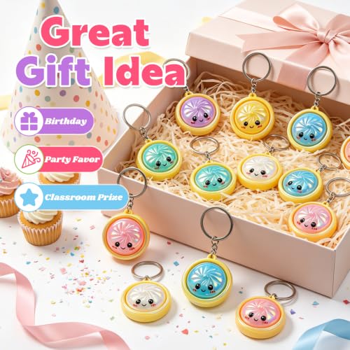 12Pcs Iridescent Keychain Set - Colorful Cartoon Face Mini Pendants - QUWEXO 12pc