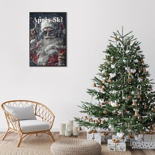 Multi 01 Unframed Retro Apres Ski Canvas Wall Art Christmas Characters 12x16in
