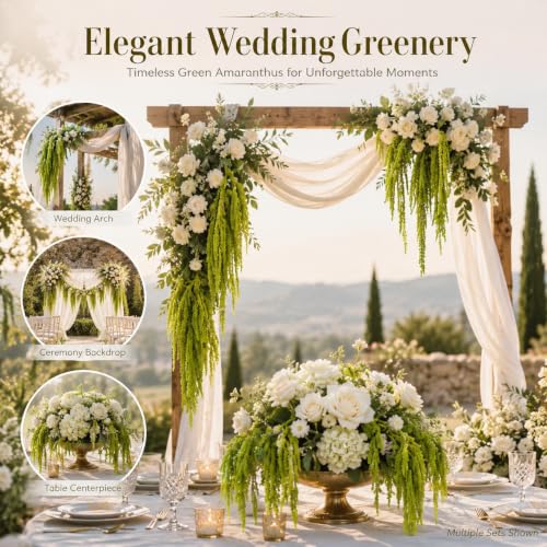 Natural Dried Amaranthus Hanging Flowers - Green Tassel Blooms, 23-27 Inches