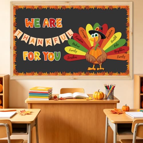Brown 43pcs Thanksgiving Bulletin Board Decorations Fall Classroom Decor