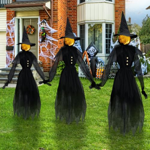 Halloween Outdoor Decorations Glowing Witches Set of 3 - Black Variation