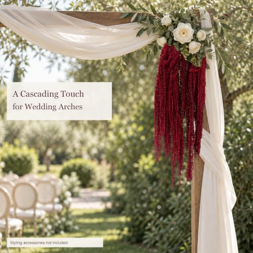 10 Pcs Dried Burgundy Amaranthus Stems for Wedding Arch Decor - 23 Inch