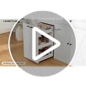 Green Kitchen Buffet Cabinet with Storage & Rolling Cart - 59 Inch