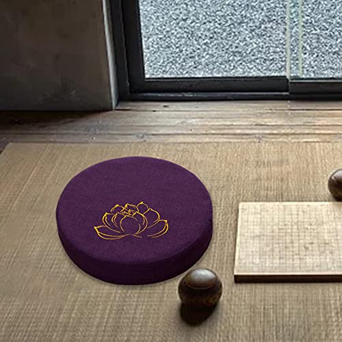 Meditation Cushion Floor Pillow with Removable Linen Cover - Dark Violet 6cm