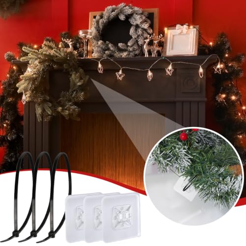12 Pcs Black Christmas Garland Hangers with Transparent Zip Tie Mounts