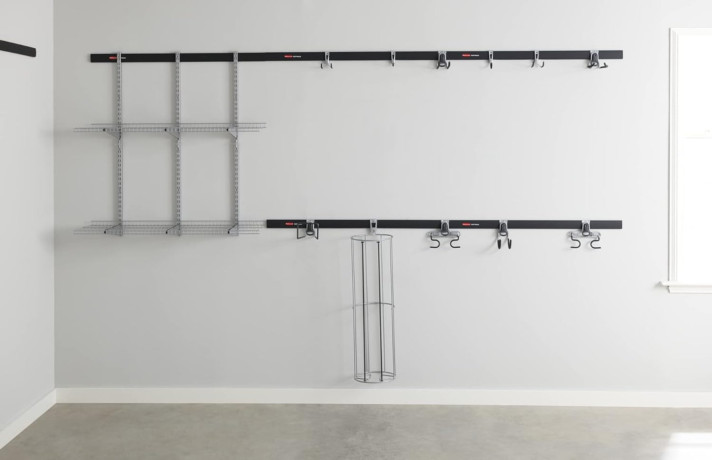 Rubbermaid FastTrack Bike Storage Kit - Heavy Duty 3-Piece Rail Hook Organizer for Garage & Shed
