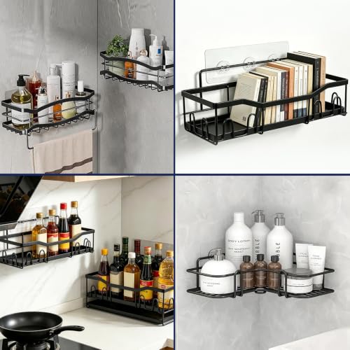 2 Pack Transparent Adhesive Shower Hooks for Replacement - No Drilling Bathroom Storage