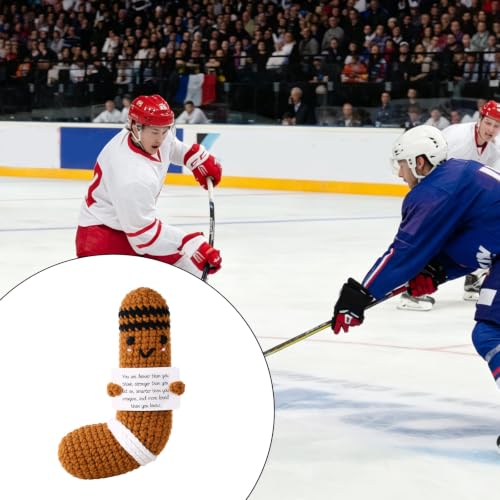 Hockey Crochet Doll - Handmade Positive Energy Gift, Brown